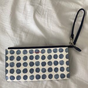 Coach clutch- blue polka dots